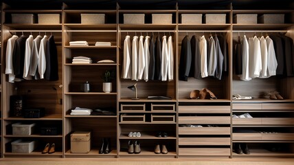 Interior of modern dressing room with brown walls