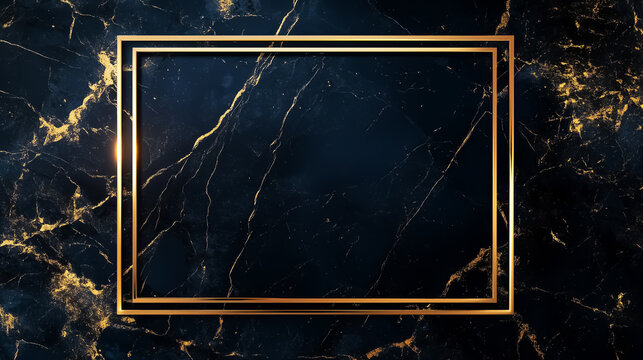 Elegant golden frame over a black marble background, perfect for luxury branding and upscale event invitations.