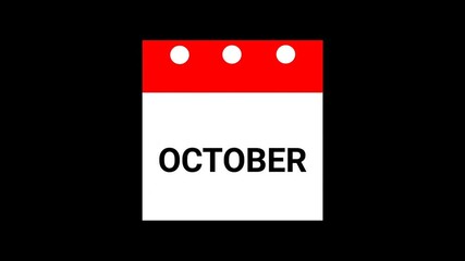 Calendar animation on black background, year calendar. Time Running Concept. 4k Animation. Isolated