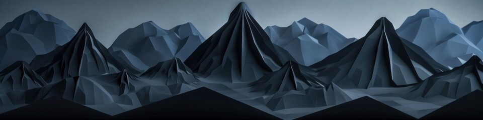 Design a minimalist mountain range with triangular peaks in matte black