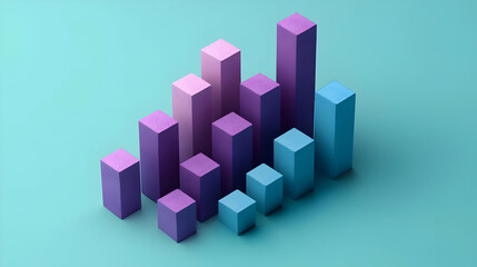 Fototapeta premium Colorful block graph on a blue background.