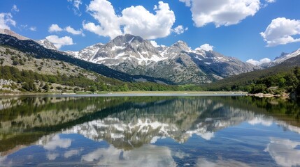 Mountain Lake Reflection on a Sunny Day