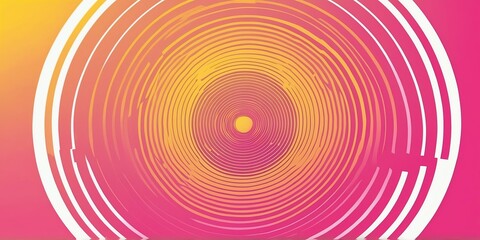 Obraz premium abstract vector concentric circles with yellow to pink gradient background
