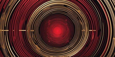 Obraz premium abstract vector concentric circles with red to gold gradient background