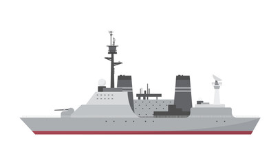 Obraz premium Detailed vector illustration of a battleship with modern design.