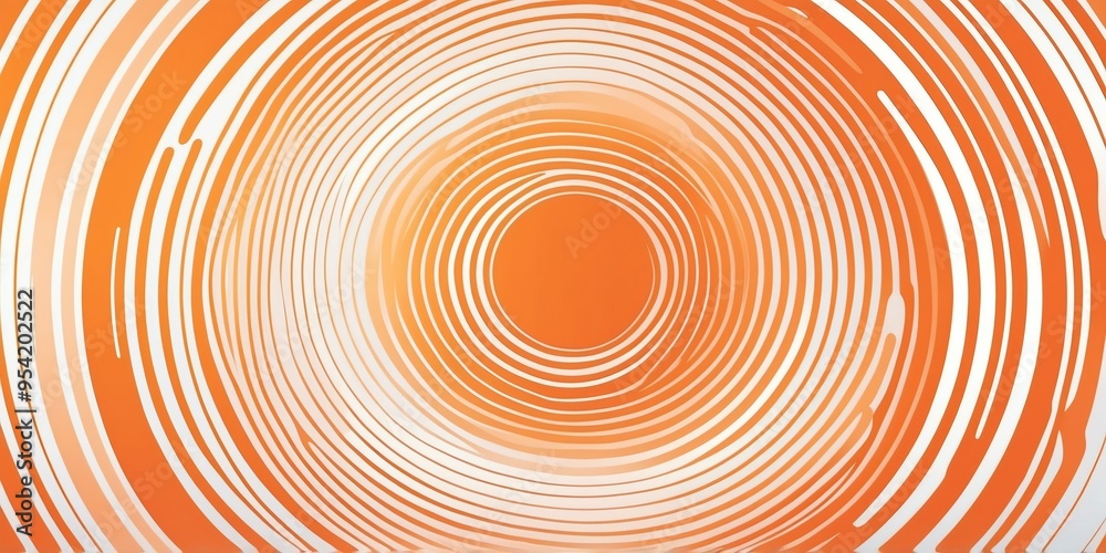 Wall mural abstract vector concentric circles with orange to white gradient background