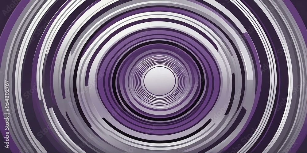 Wall mural abstract vector concentric circles with grey to purple gradient background