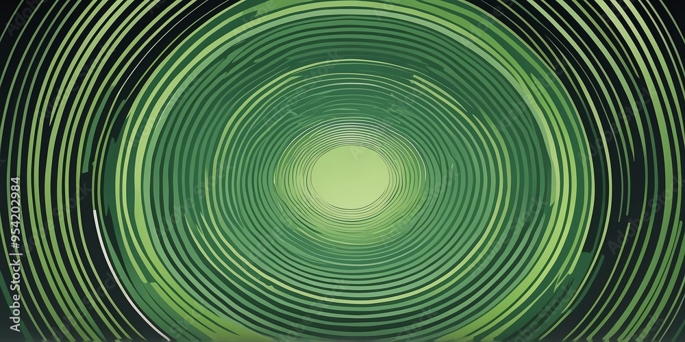 Wall mural abstract vector concentric circles with green to grey gradient background