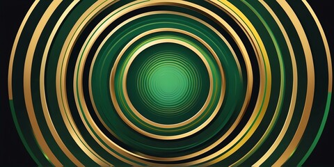 abstract vector concentric circles with green to gold gradient background
