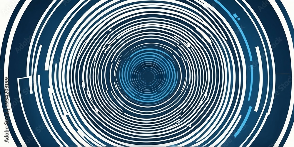 Wall mural abstract vector concentric circles with blue to white gradient background