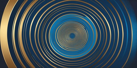 abstract vector concentric circles with gold to blue gradient background