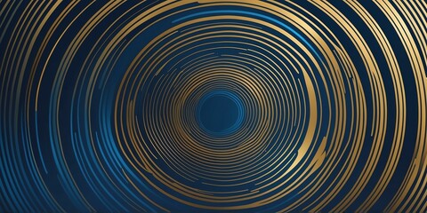 Obraz premium abstract vector concentric circles with gold to blue gradient background