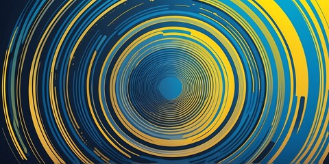 Obraz premium abstract vector concentric circles with blue to yellow gradient background