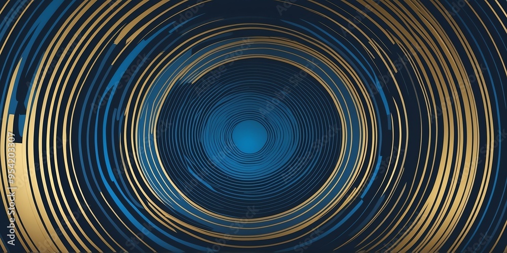 Canvas Prints abstract vector concentric circles with blue to gold gradient background