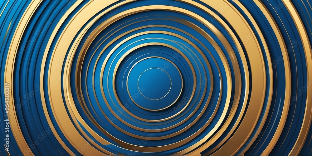 Canvas Prints abstract vector concentric circles with blue to gold gradient background