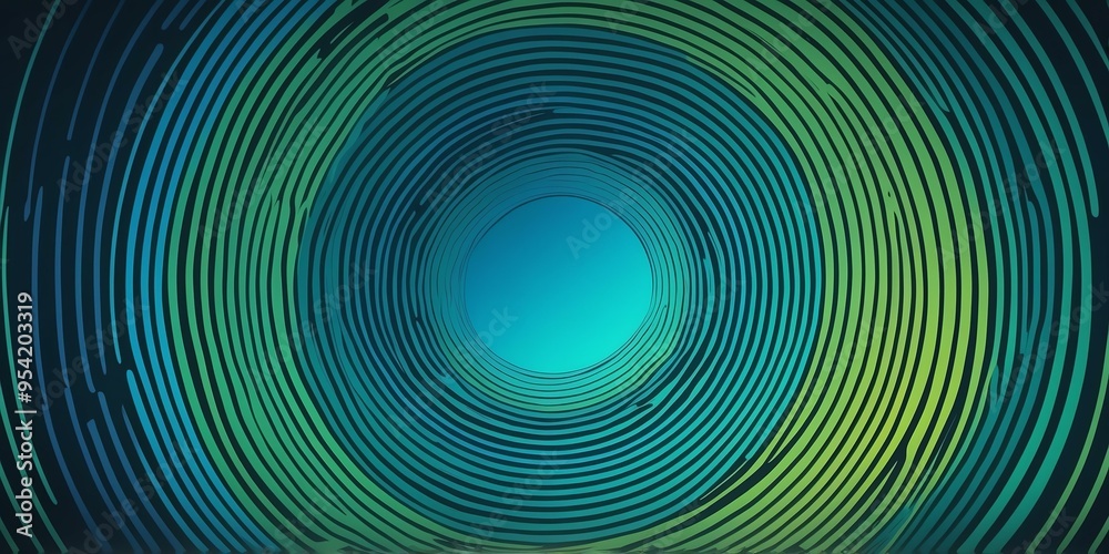 Wall mural abstract vector concentric circles with blue to green gradient background