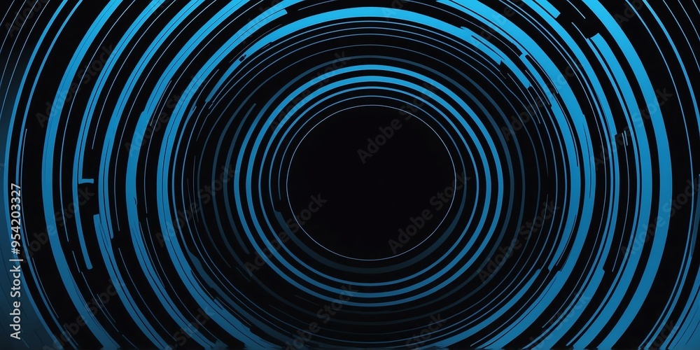 Canvas Prints abstract vector concentric circles with blue to black gradient background