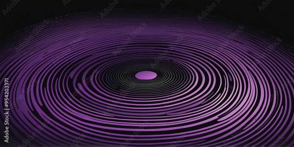 Wall mural abstract vector concentric circles with black to purple gradient background