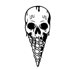 Ice Cream Cone | Skull Ice Cream Cone | Summer | Melting Skull | Dripping Ice Cream | Melting Ice Cream | Ice Cream | Dead Ice Cream | Original Illustration | Vector and Clipart | Cutfile and Stencil