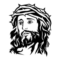 Jesus | Crown Jesus | Crown of Thorns | Christianity | Son of God | Jesus of Nazareth | Christian Faith | Messiah | Original Illustration | Vector and Clipart | Cutfile and Stencil