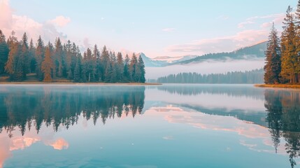 Serene Mountain Lake at Sunrise