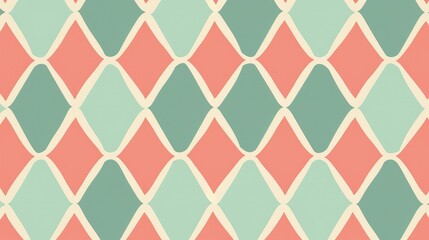 A geometric pattern featuring diamond shapes in soft colors.