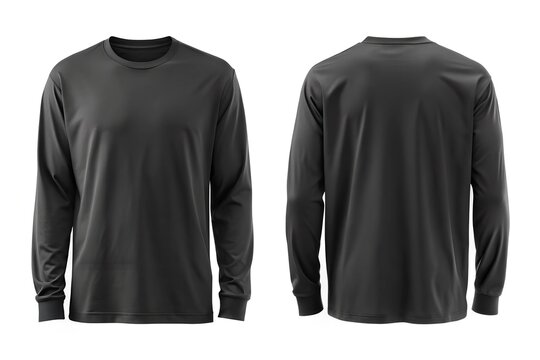 black long sleeve t shirt for mockup isolated on white 