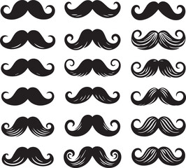 set of mustaches, moustache silhouette vector, Mustache icons
