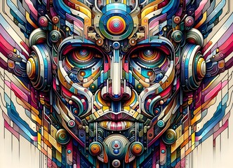 Fototapeta premium Rostros Mecánicos: Arte en Movimiento