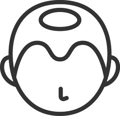 頭頂部の髪の毛が薄くなった、男性のアイコン（線画）のイラスト