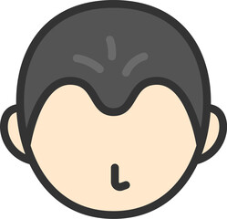 生え際の髪の毛が薄くなった、男性のアイコン（線画カラー）のイラスト