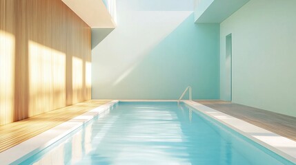 Fototapeta premium Indoor Swimming Pool with Wooden Walls