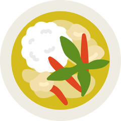 グリーンカレーのアイコンのイラスト