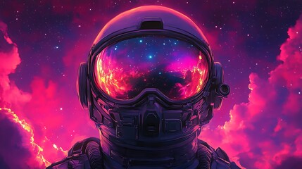 Astronaut's View of a Red Nebula.