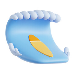 Surfing 3D Icon Illustration