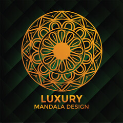 Luxury ornamental mandala design background in gold color.