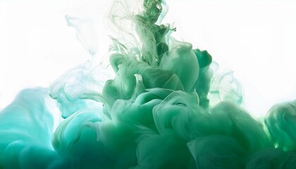 水中で弾ける緑色のインク背景