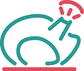 クリスマス　チキン　アイコン　ピクトグラム　あしらい　飾り　シンプル　かわいい　線画　イラスト