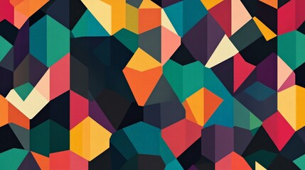 Design a geometric pattern featuring bold, interlocking shapes such as triangles and hexagons.