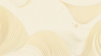 Abstract design featuring flowing lines and patterns in soft gold tones on a light background.