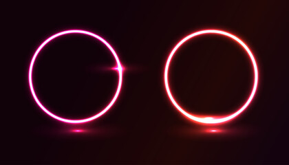Realistic neon circle glowing light effect. Neon glow vector illustration.