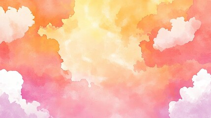 Vibrant Watercolor Sunset with Soft Blended