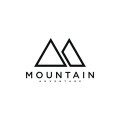 Simple modern mountain adventure logo design template. Premium Vector