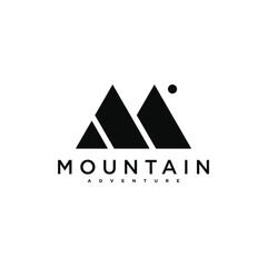 Simple modern mountain adventure logo design template. Premium Vector