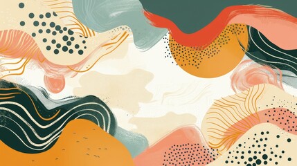 Naklejka premium Abstract illustration featuring flowing shapes and warm colors, ideal for backgrounds or designs.