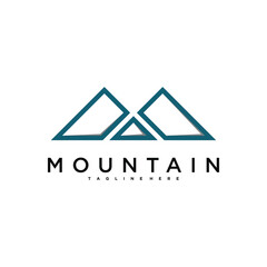 Simple modern mountain adventure logo design template. Premium Vector