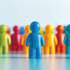 A group of colorful human figures standing in front of each other on a white background