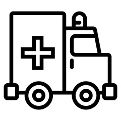 Ambulance Icon in Line Style Suitable for Web, Apps, Presentation, or Printable Meanings