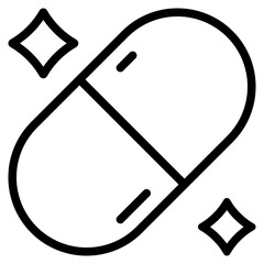 Pill Icon in Line Style Suitable for Web, Apps, Presentation, or Printable Meanings
