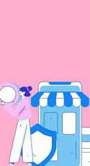 Online shopping payment security character flat vector concept operation hand drawn illustration
